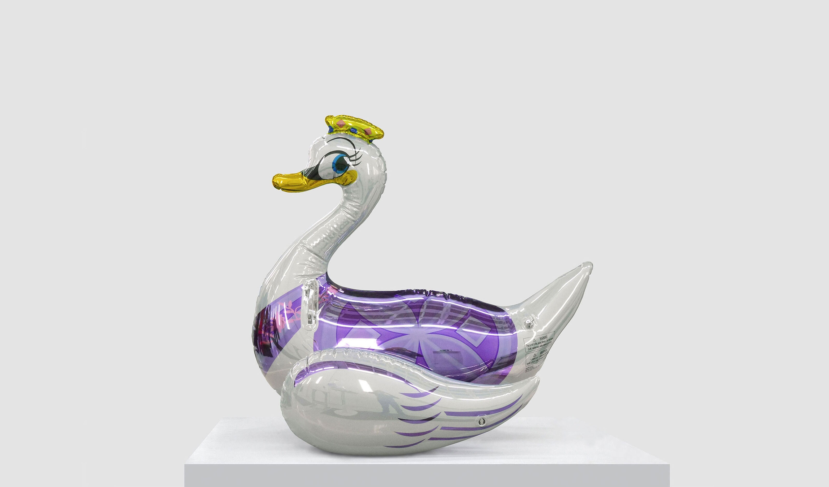 A sculpture by Jeff Koons, titled Swan (Inflatable), dated 2011-2015.
