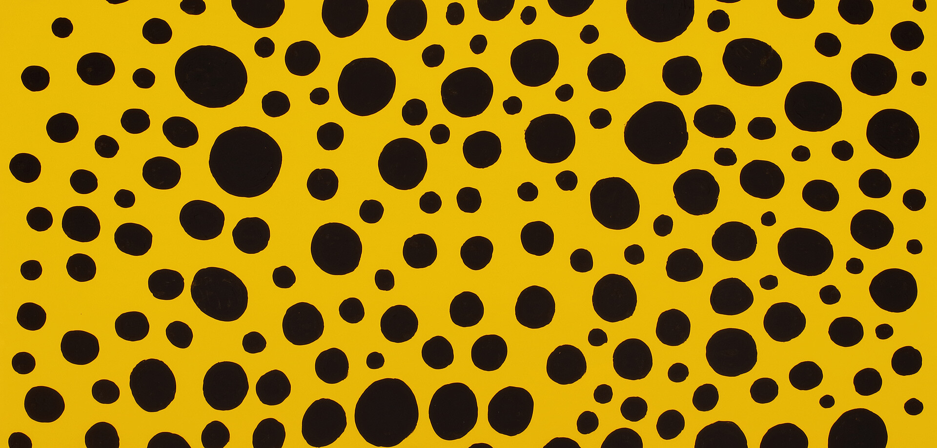 A detail from a work by Yayoi Kusama, titled A WORD CALLED HAPPINESS, dated 2016.