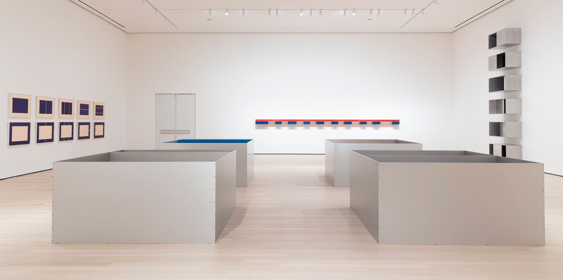An installation view of Judd at The museum of Modern Art, New York, in 2020.