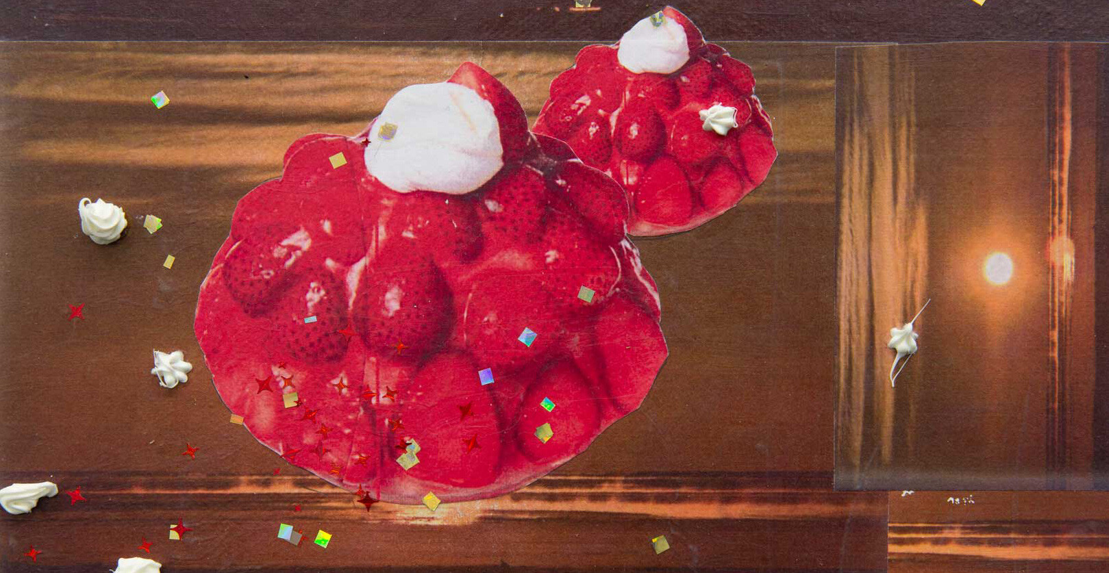 A detail from a work by Maggie Lee, titled Fraise Cake, dated 2019.