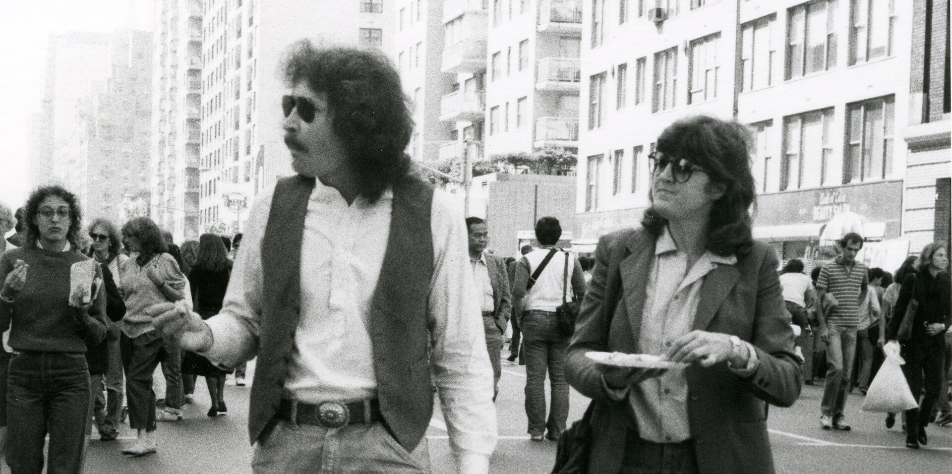 An archival photo of Doug Wheeler and Vija Celmins in New York, dated 1981.