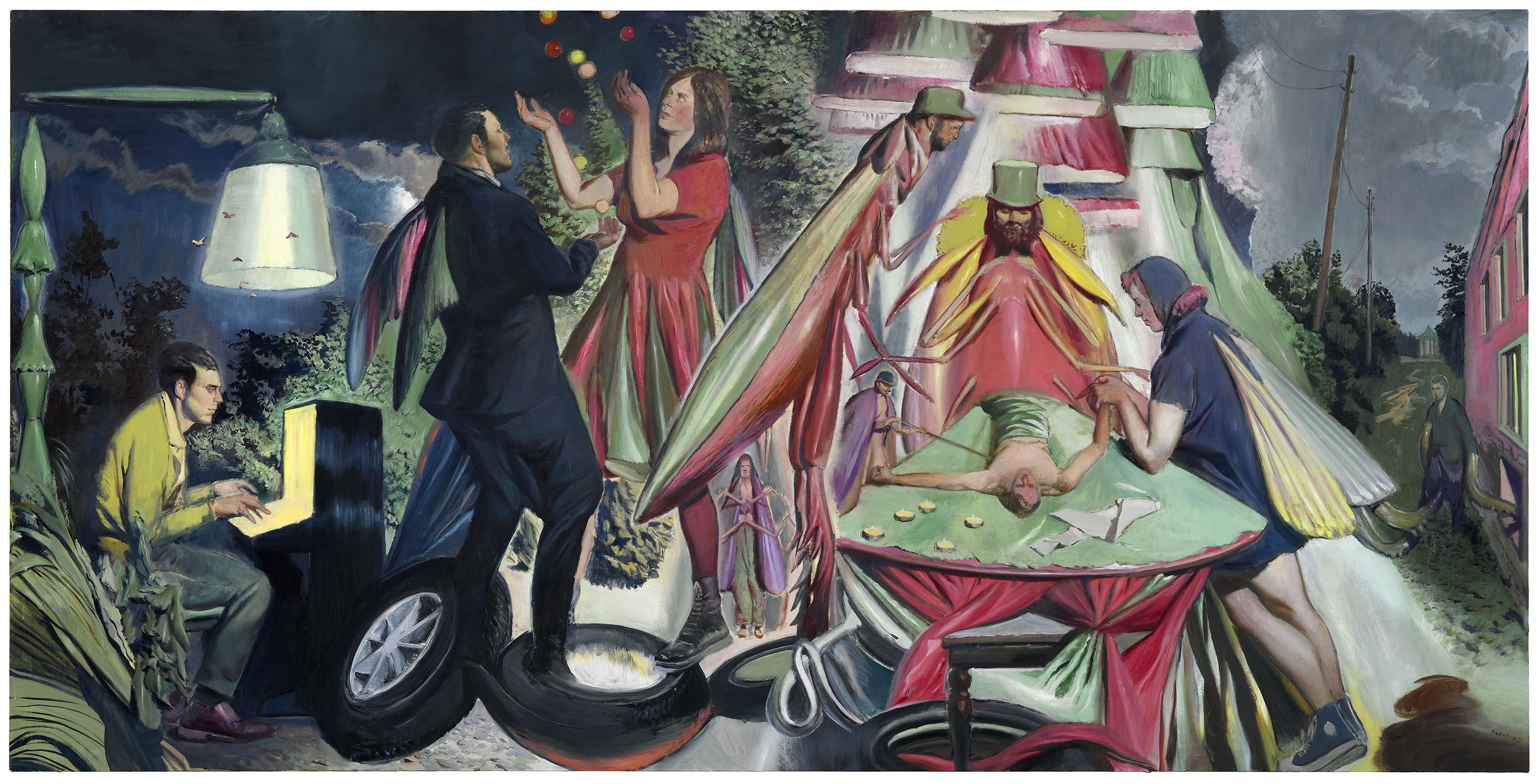 A painting by Neo Rauch, titled Die Wandlung, dated 2019.
