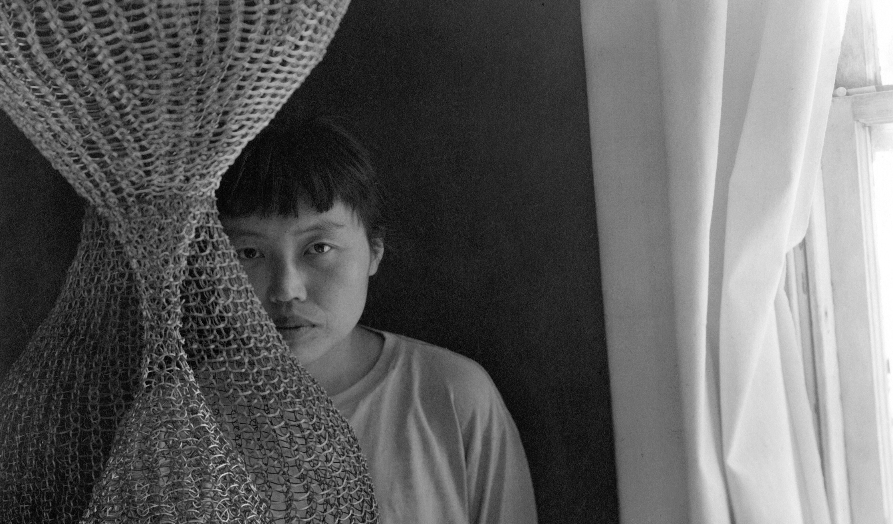 A detail of a photograph of Ruth Asawa, dated 1950s.